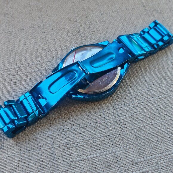 Disney Minnie Mouse Wristwatch Blue Tone Metal Strap Analog Quartz Watch Accutim - Picture 7 of 12